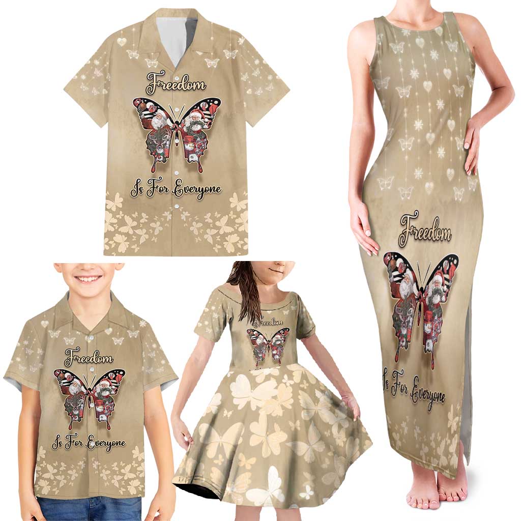 Butterfly Christmas Family Matching Tank Maxi Dress and Hawaiian Shirt Freedom Is For Everyone - Wonder Print Shop