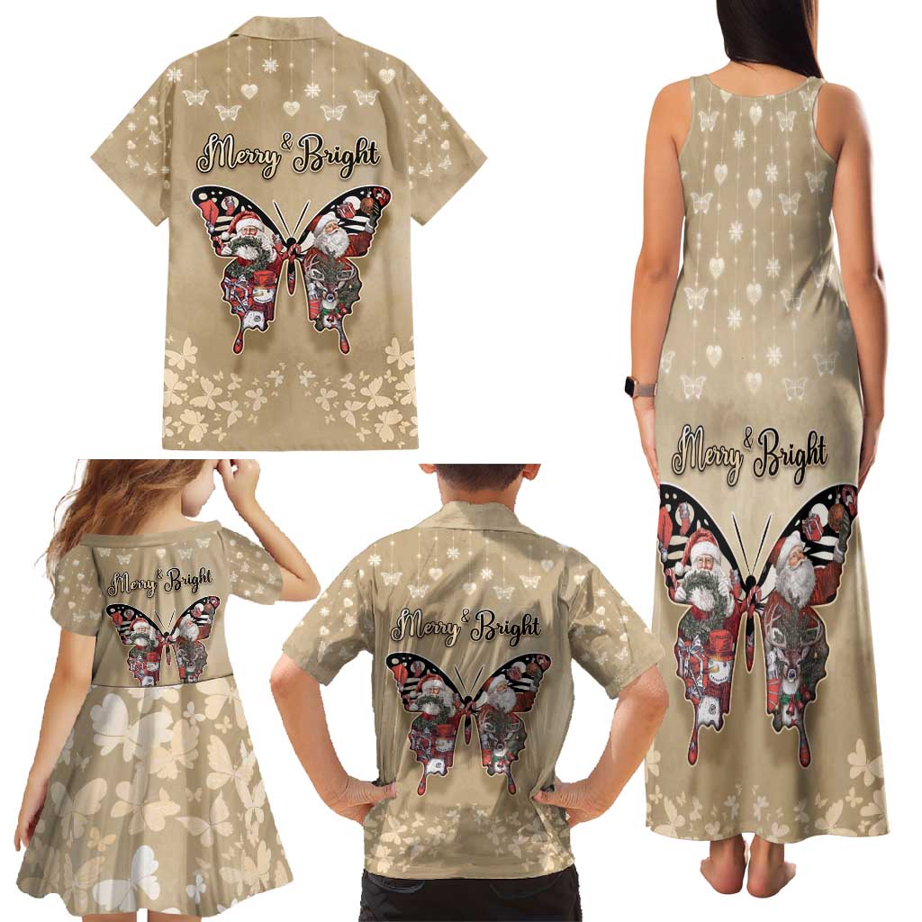 Butterfly Christmas Family Matching Tank Maxi Dress and Hawaiian Shirt Freedom Is For Everyone - Wonder Print Shop