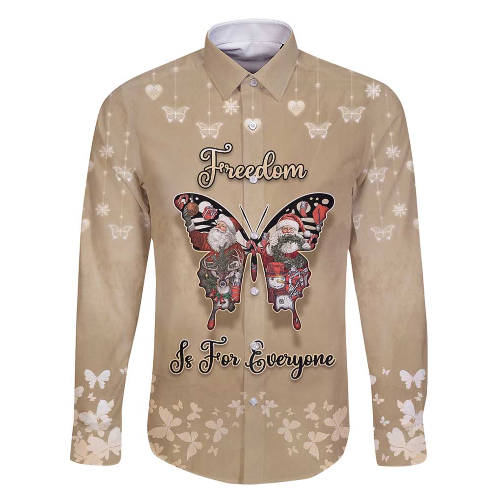 Butterfly Christmas Family Matching Tank Maxi Dress and Hawaiian Shirt Freedom Is For Everyone - Wonder Print Shop