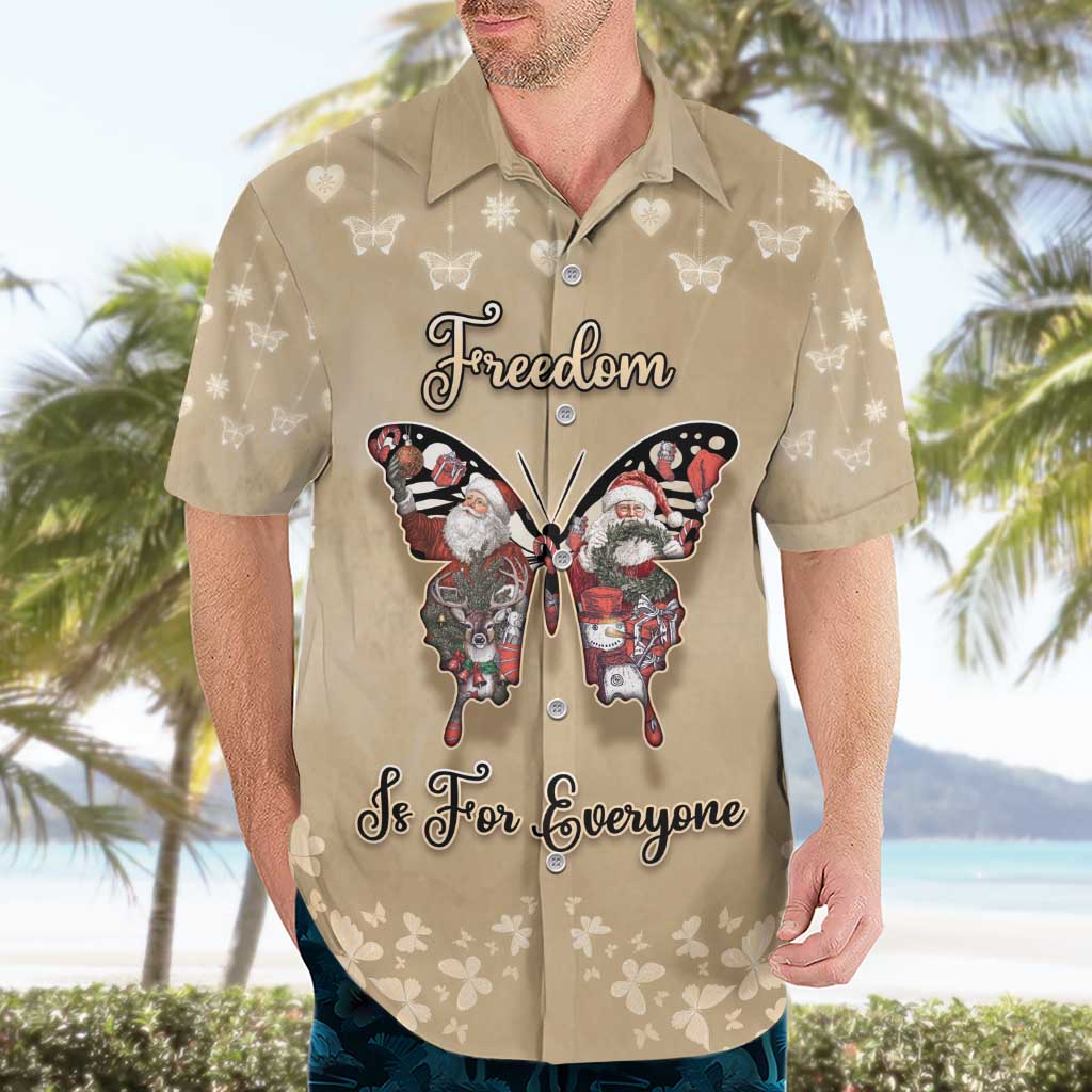 Butterfly Christmas Hawaiian Shirt Freedom Is For Everyone - Wonder Print Shop