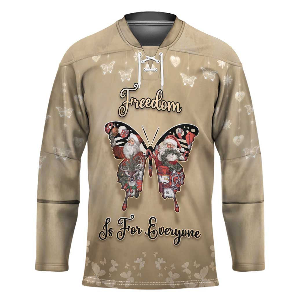 Butterfly Christmas Hockey Jersey Freedom Is For Everyone - Wonder Print Shop