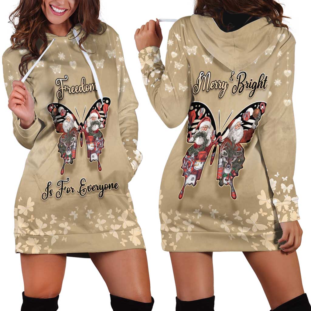 Butterfly Christmas Hoodie Dress Freedom Is For Everyone - Wonder Print Shop