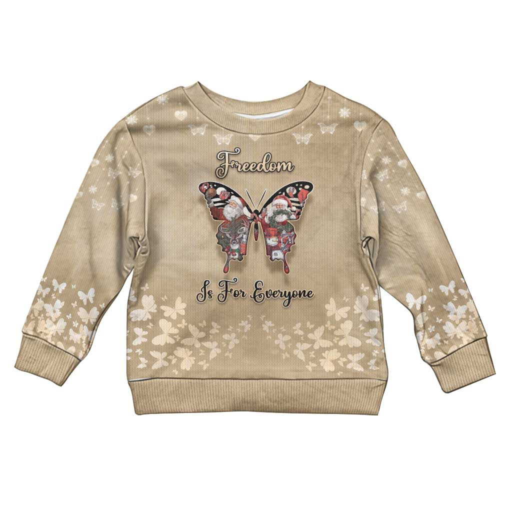 Butterfly Christmas Kid Ugly Christmas Sweater Freedom Is For Everyone - Wonder Print Shop