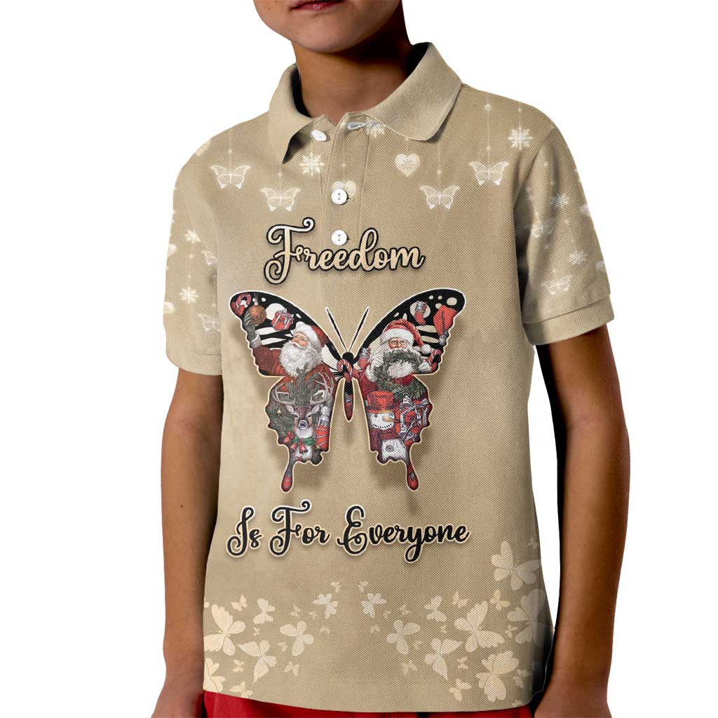 Butterfly Christmas Kid Polo Shirt Freedom Is For Everyone - Wonder Print Shop