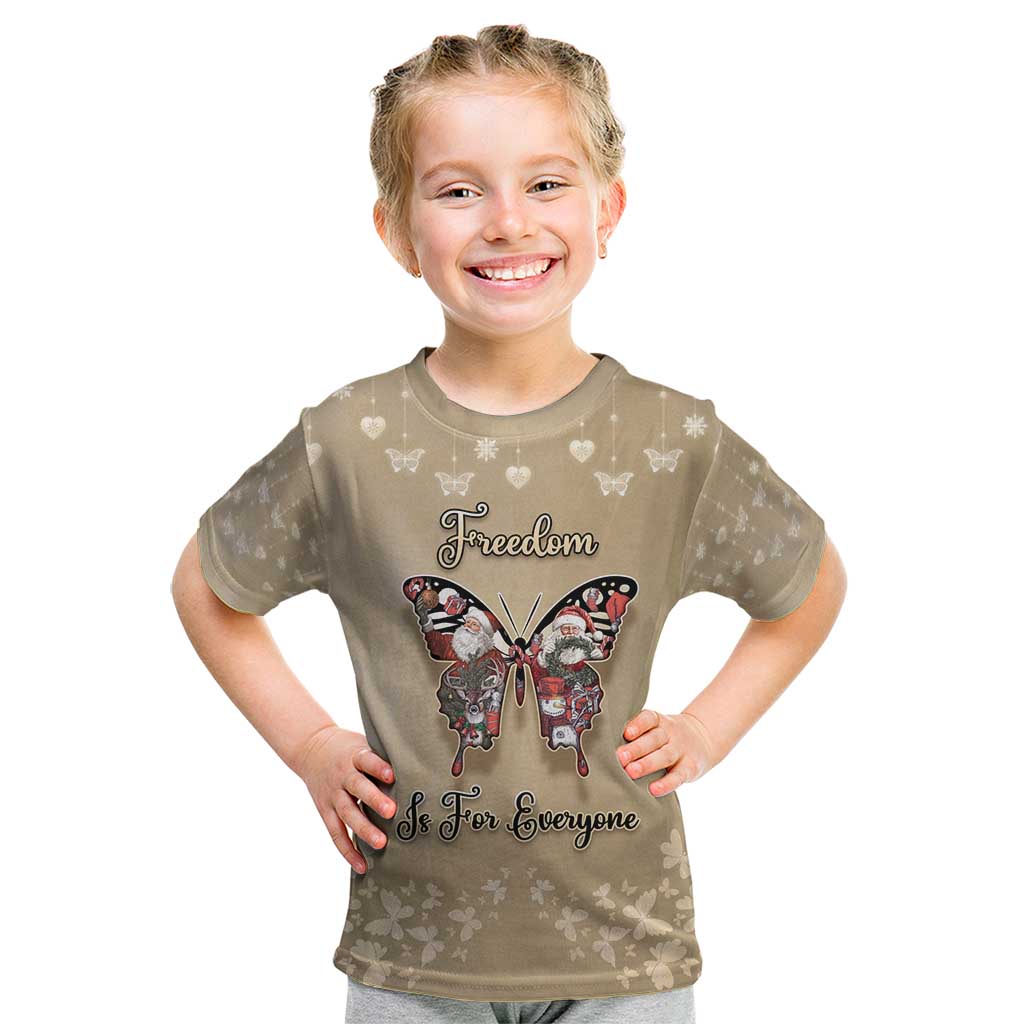 Butterfly Christmas Kid T Shirt Freedom Is For Everyone - Wonder Print Shop
