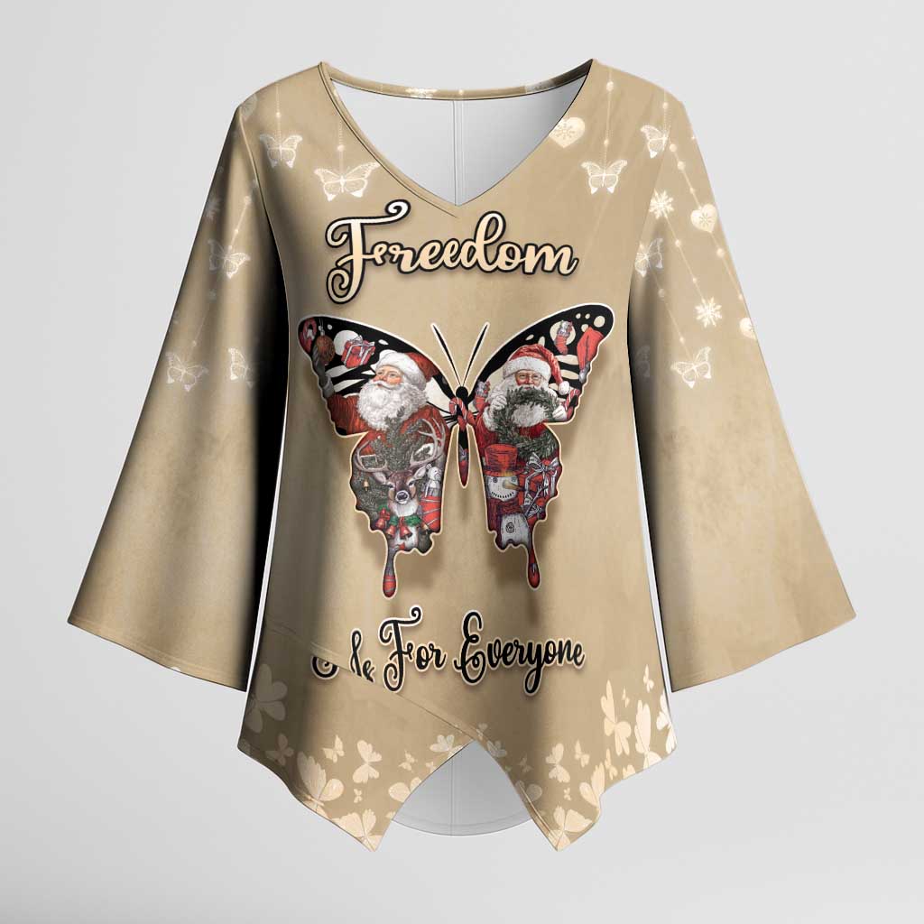Butterfly Christmas Kimono Sleeve Blouse Freedom Is For Everyone - Wonder Print Shop