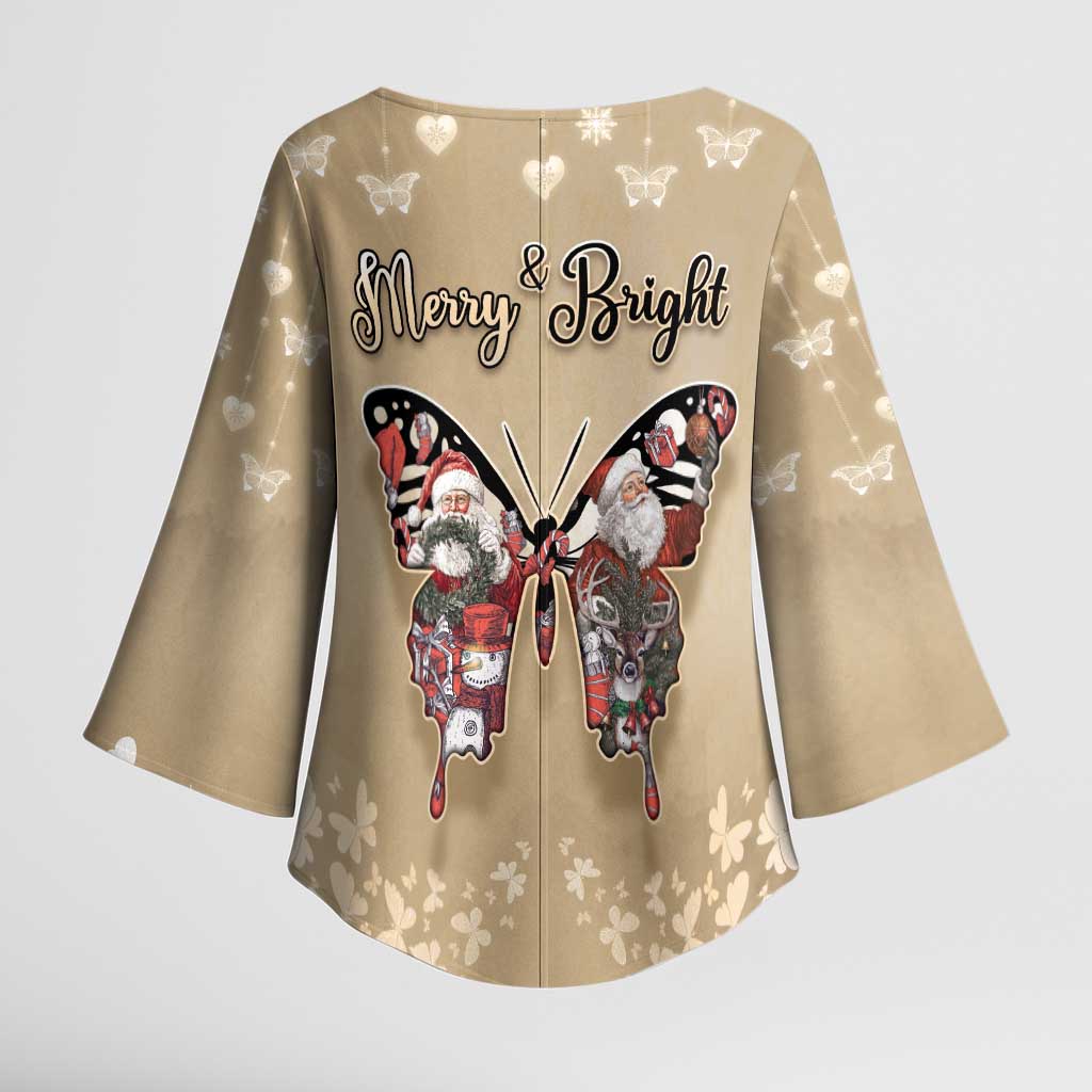 Butterfly Christmas Kimono Sleeve Blouse Freedom Is For Everyone - Wonder Print Shop