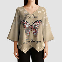 Butterfly Christmas Kimono Sleeve Blouse Freedom Is For Everyone - Wonder Print Shop