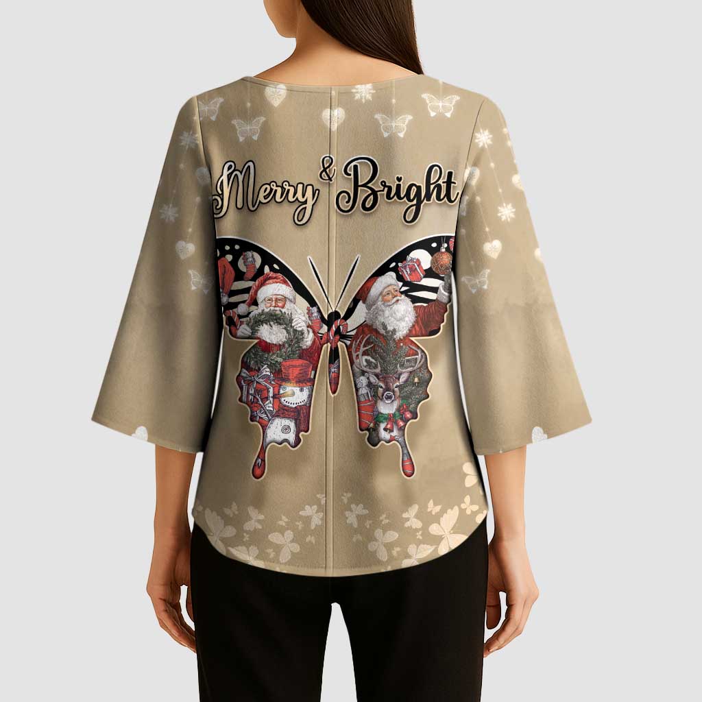Butterfly Christmas Kimono Sleeve Blouse Freedom Is For Everyone - Wonder Print Shop