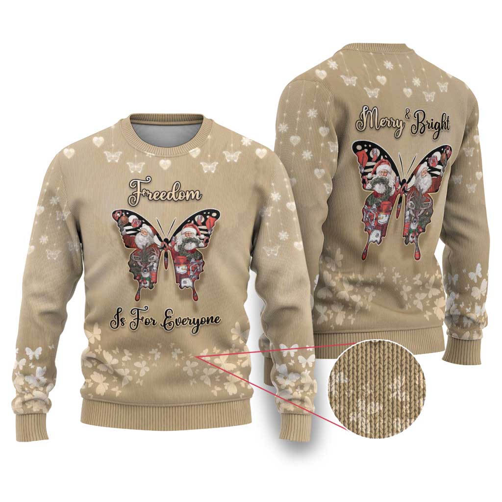Butterfly Christmas Ugly Christmas Sweater Freedom Is For Everyone - Wonder Print Shop