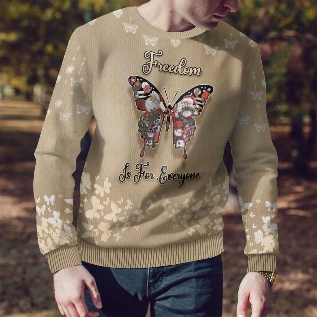 Butterfly Christmas Ugly Christmas Sweater Freedom Is For Everyone - Wonder Print Shop