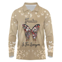 Butterfly Christmas Long Sleeve Polo Shirt Freedom Is For Everyone - Wonder Print Shop