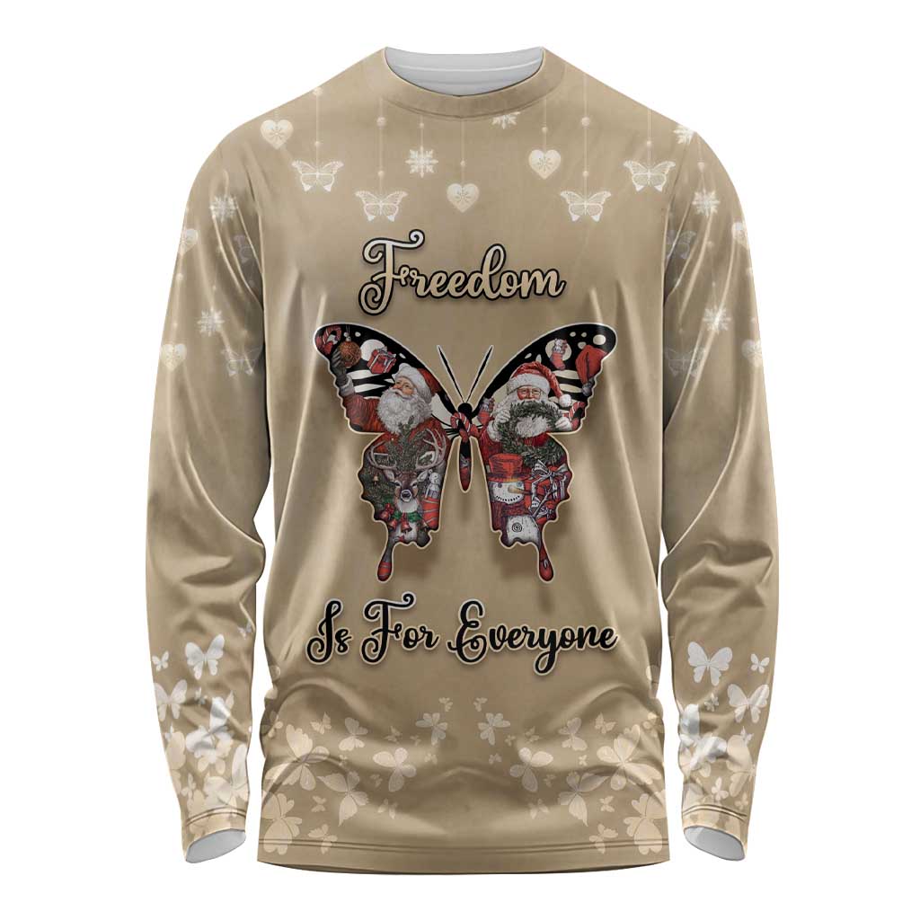 Butterfly Christmas Long Sleeve Shirt Freedom Is For Everyone - Wonder Print Shop