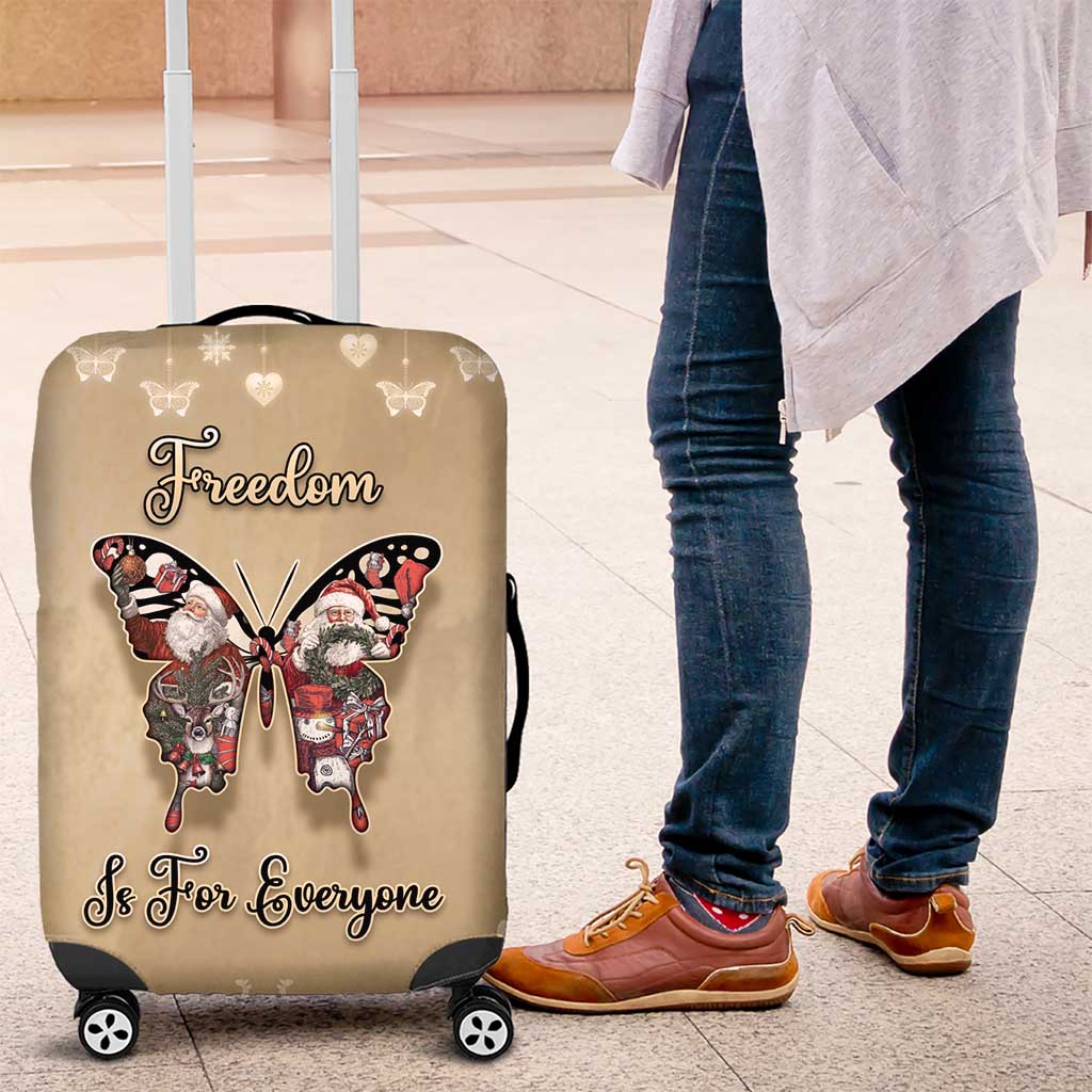 Butterfly Christmas Luggage Cover Freedom Is For Everyone - Wonder Print Shop