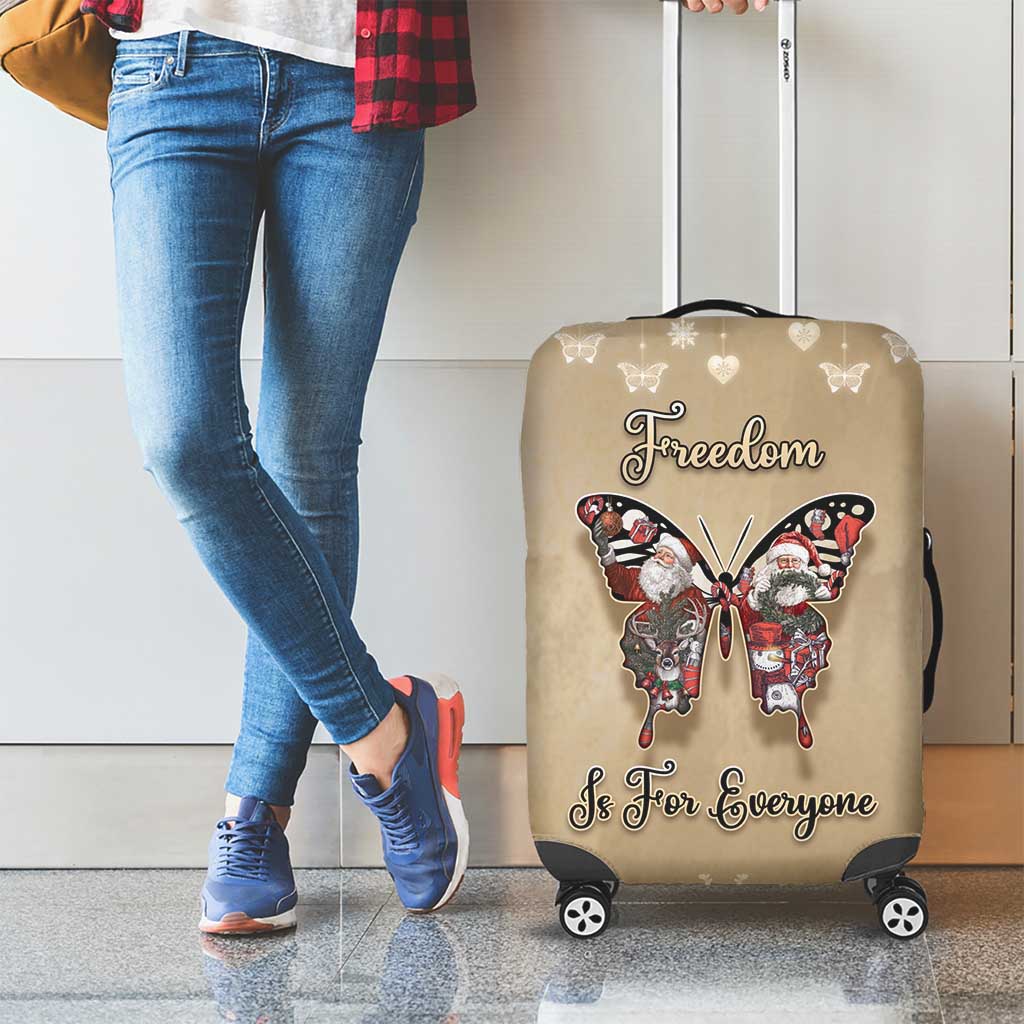 Butterfly Christmas Luggage Cover Freedom Is For Everyone - Wonder Print Shop