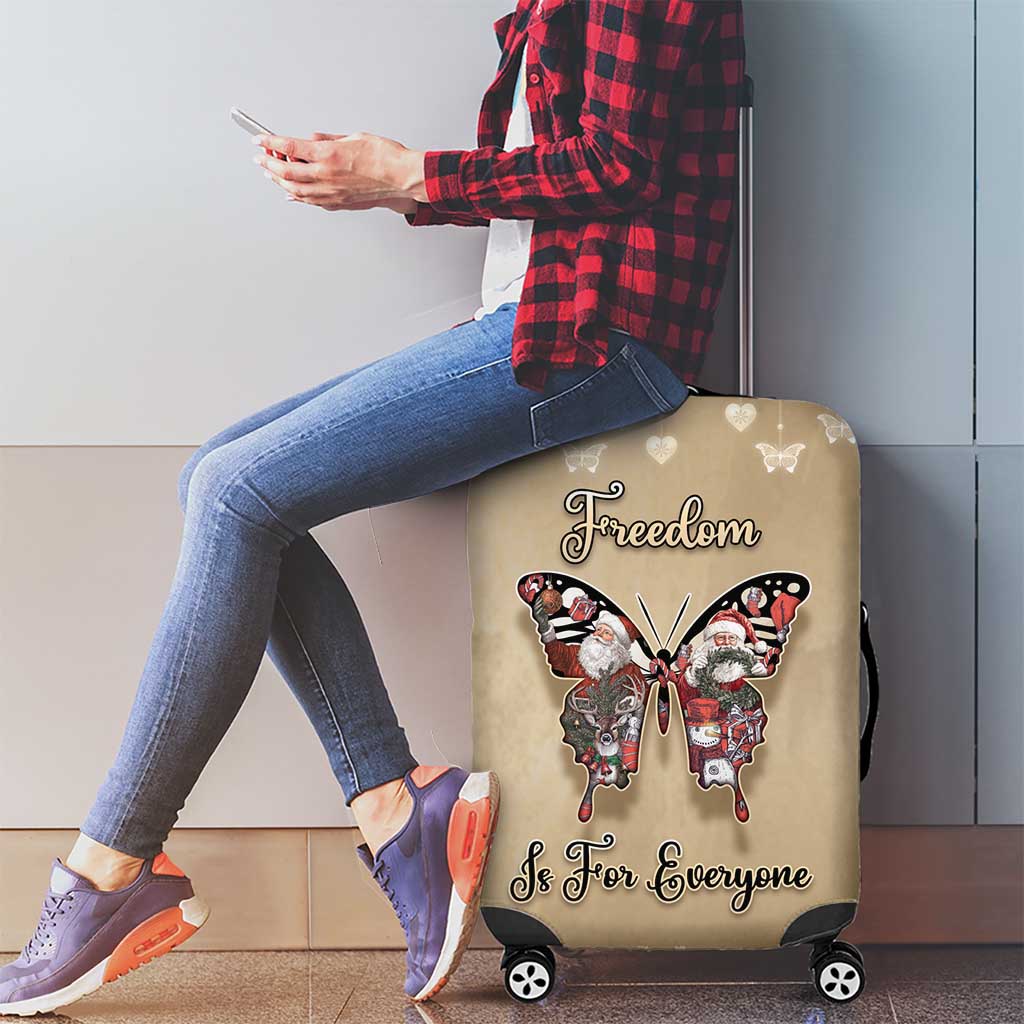 Butterfly Christmas Luggage Cover Freedom Is For Everyone - Wonder Print Shop