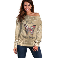 Butterfly Christmas Off Shoulder Sweater Freedom Is For Everyone - Wonder Print Shop