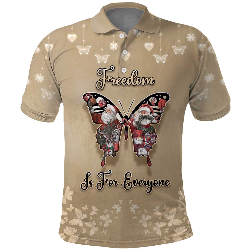 Butterfly Christmas Polo Shirt Freedom Is For Everyone - Wonder Print Shop