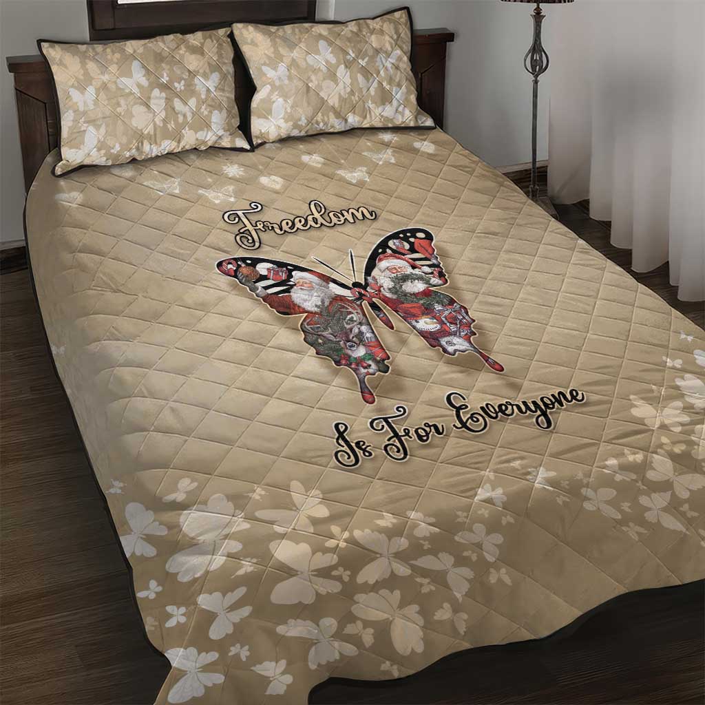 Butterfly Christmas Quilt Bed Set Freedom Is For Everyone - Wonder Print Shop