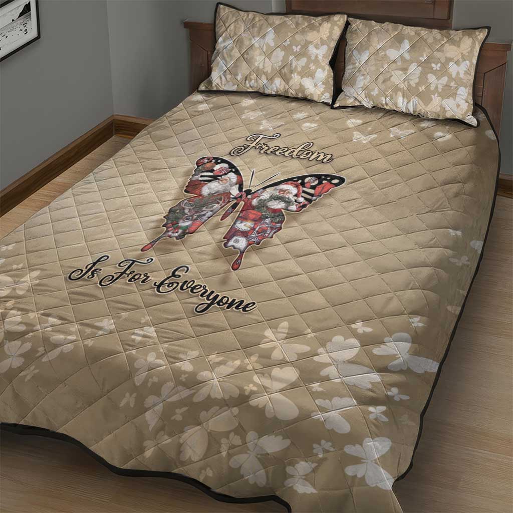 Butterfly Christmas Quilt Bed Set Freedom Is For Everyone - Wonder Print Shop