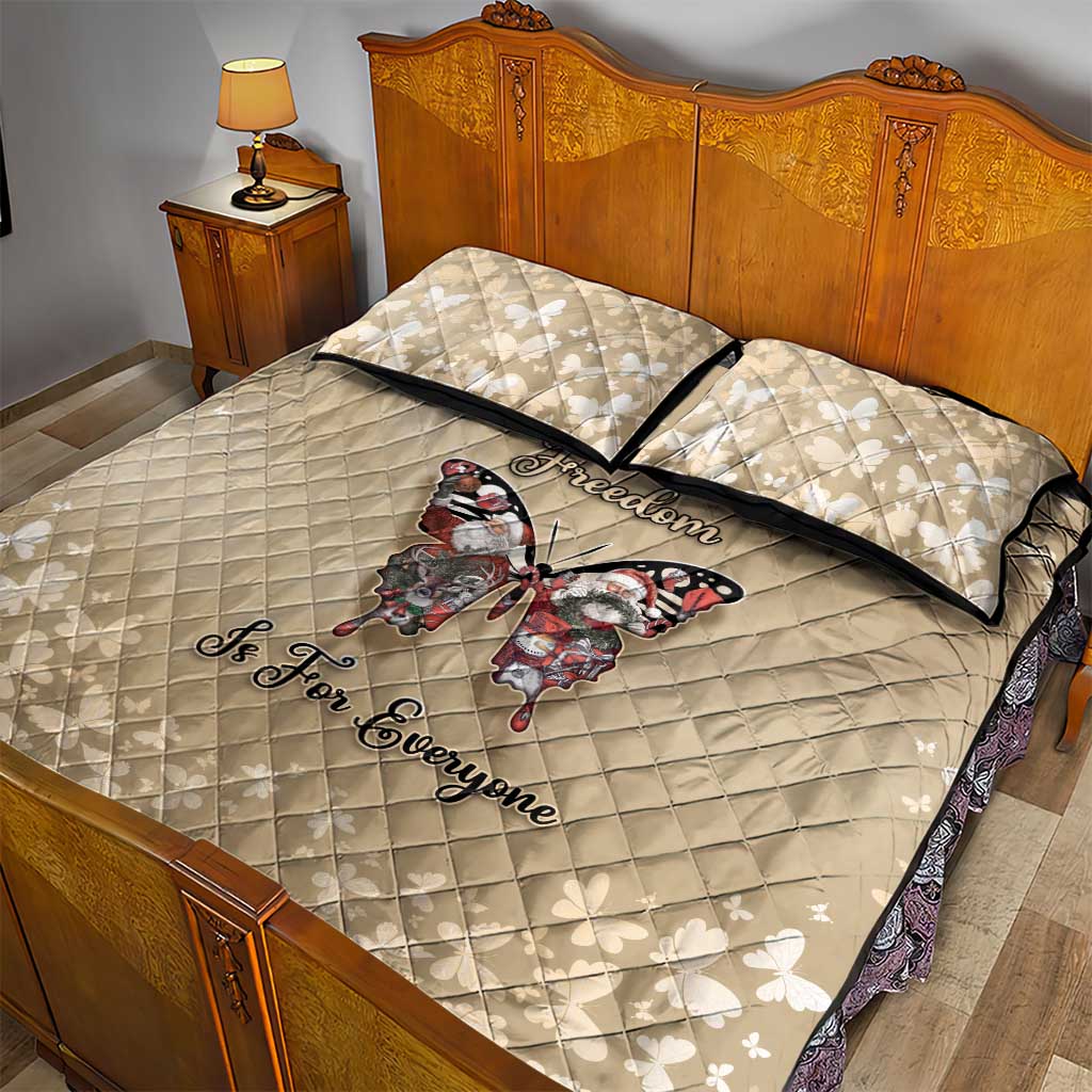 Butterfly Christmas Quilt Bed Set Freedom Is For Everyone - Wonder Print Shop