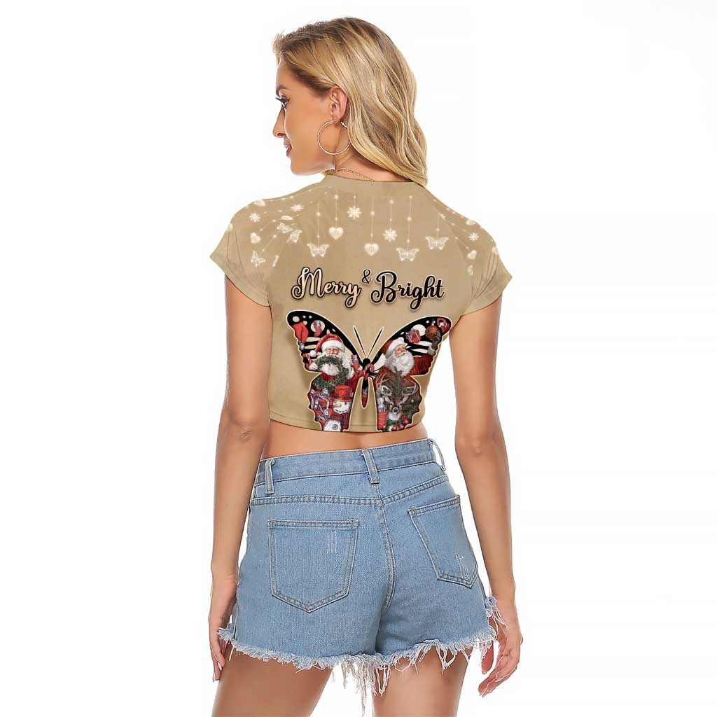 Butterfly Christmas Raglan Cropped T Shirt Freedom Is For Everyone - Wonder Print Shop