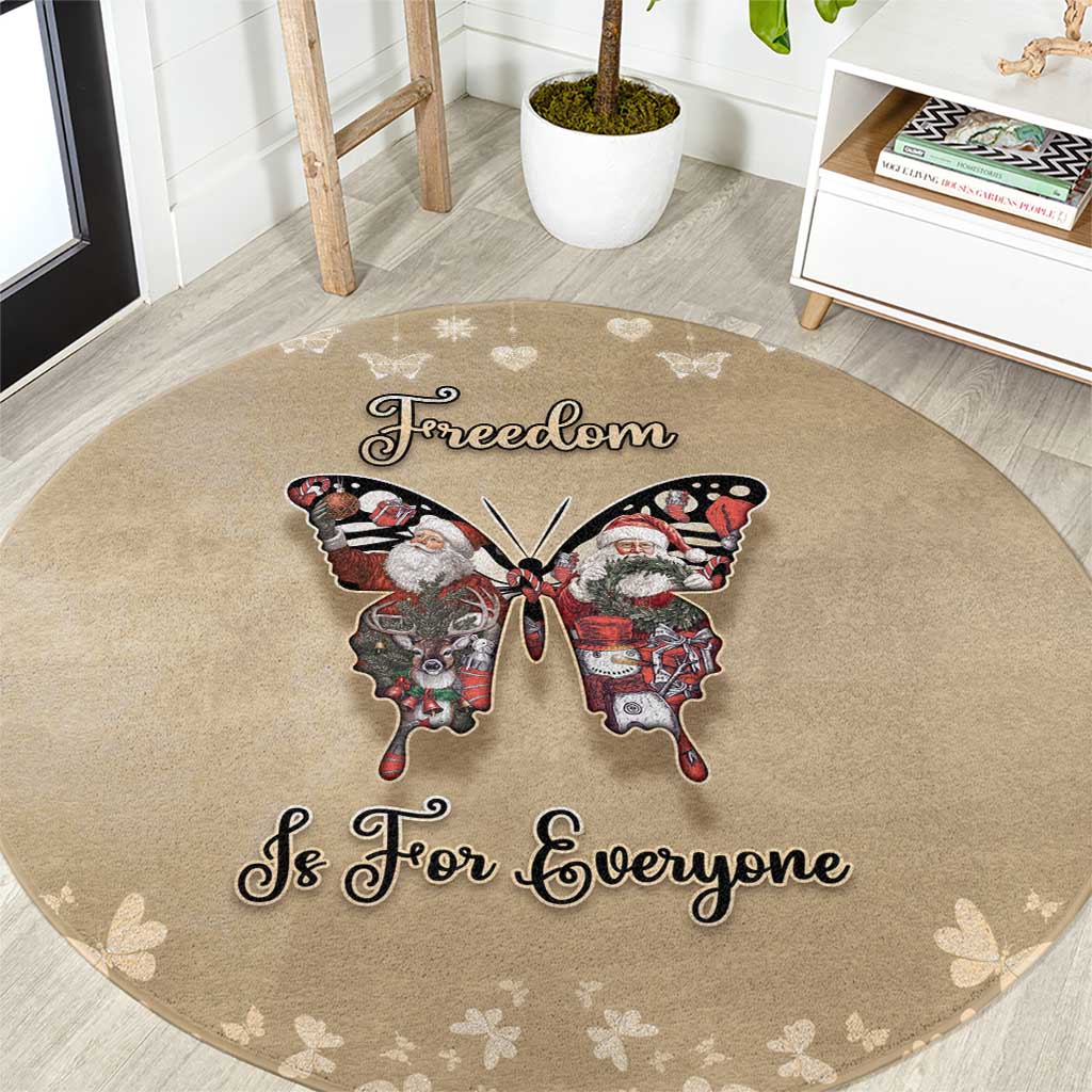 Butterfly Christmas Round Carpet Freedom Is For Everyone - Wonder Print Shop