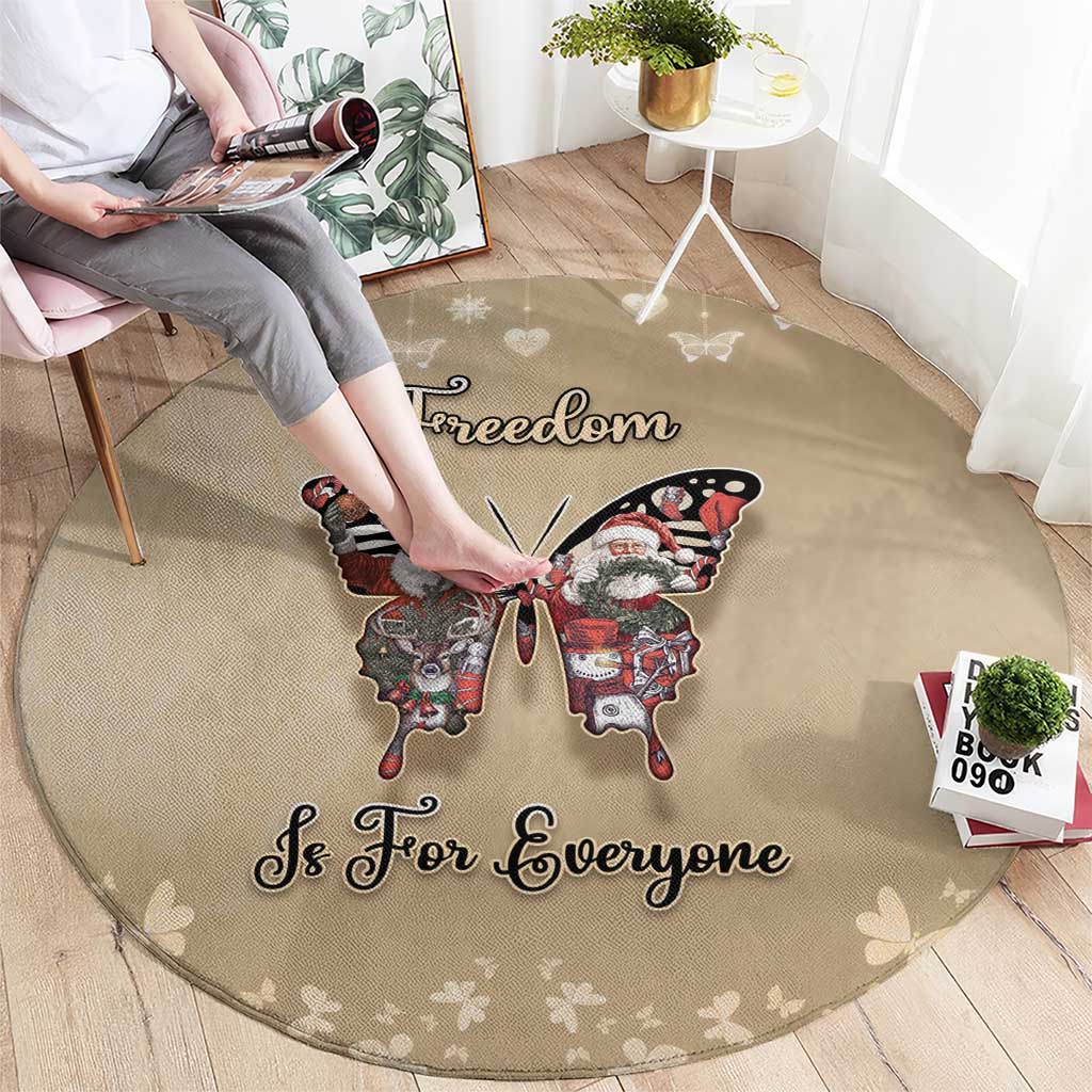 Butterfly Christmas Round Carpet Freedom Is For Everyone - Wonder Print Shop