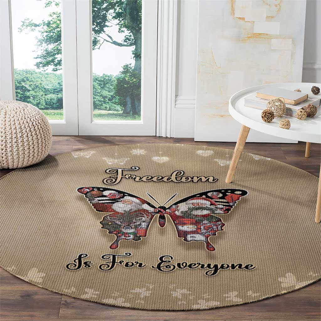 Butterfly Christmas Round Carpet Freedom Is For Everyone - Wonder Print Shop