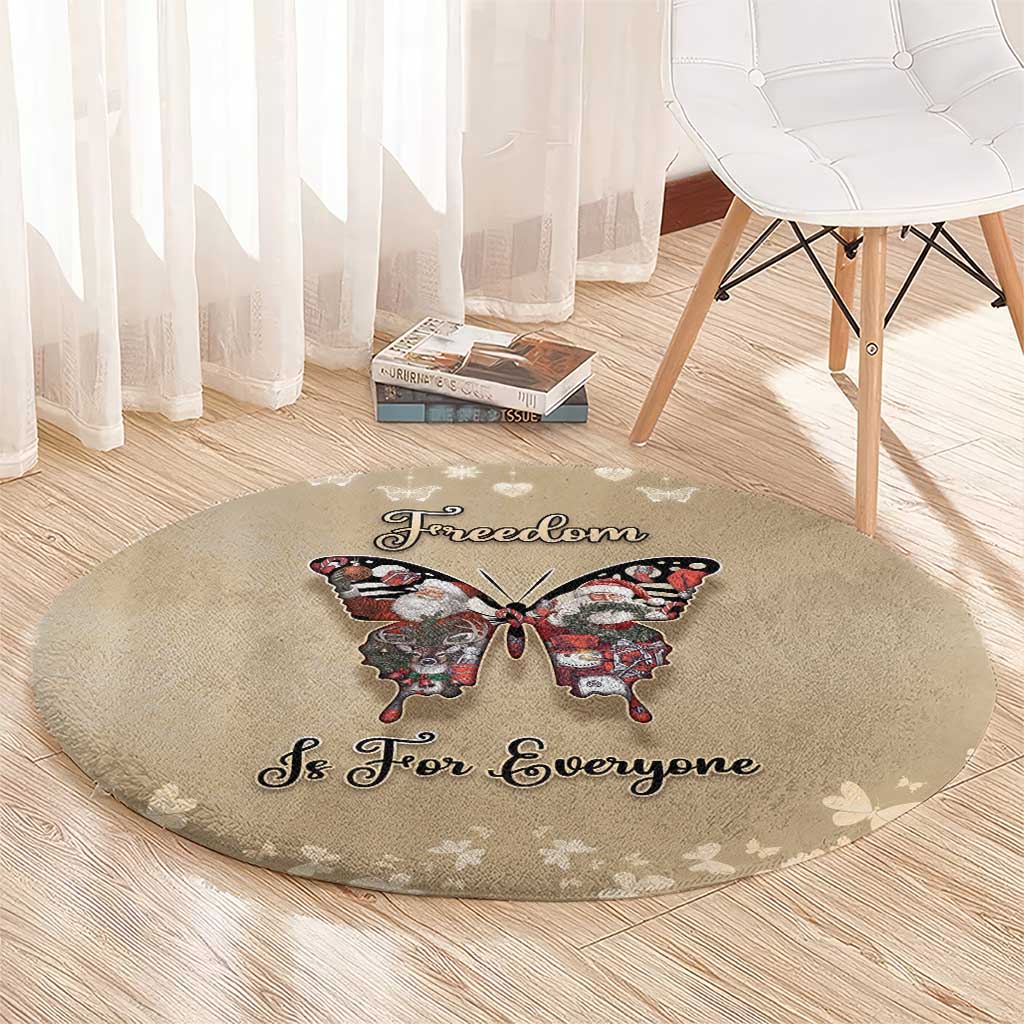 Butterfly Christmas Round Carpet Freedom Is For Everyone - Wonder Print Shop