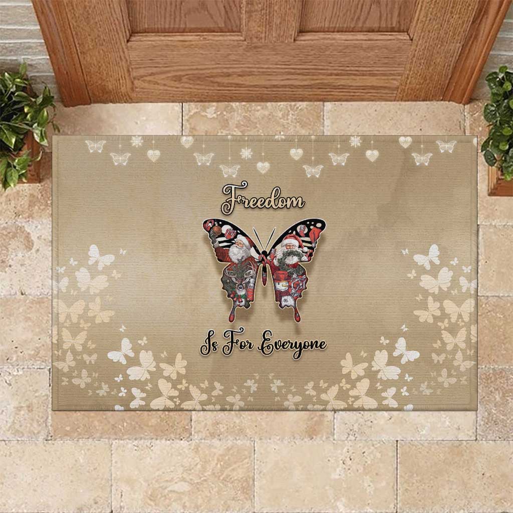 Butterfly Christmas Rubber Doormat Freedom Is For Everyone - Wonder Print Shop