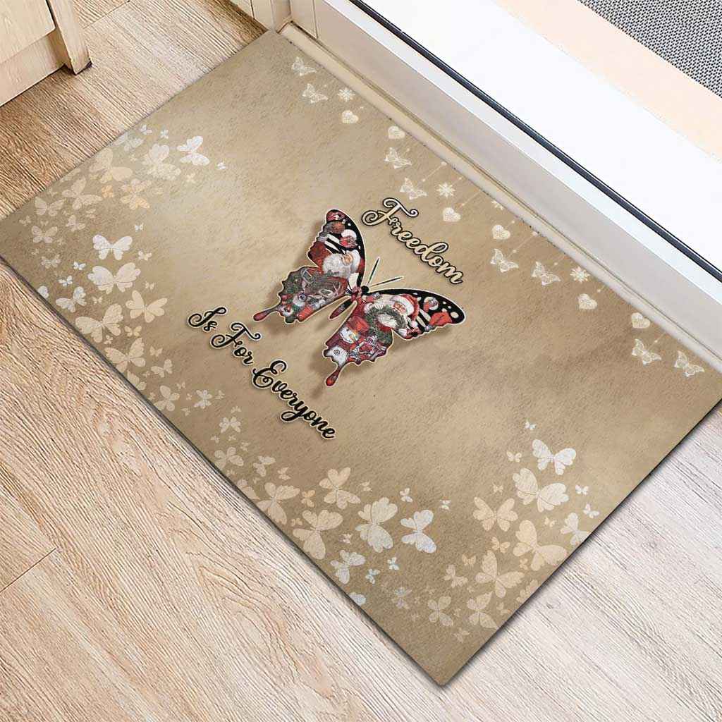 Butterfly Christmas Rubber Doormat Freedom Is For Everyone - Wonder Print Shop