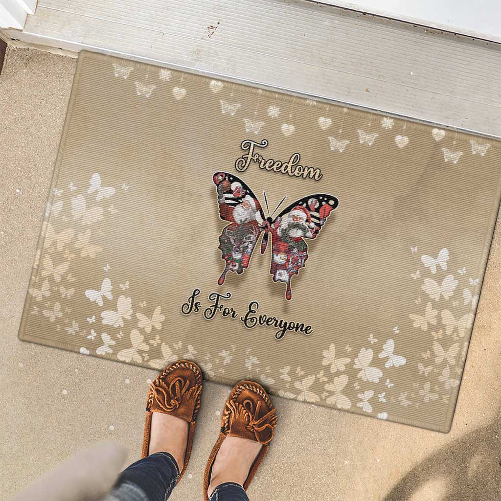 Butterfly Christmas Rubber Doormat Freedom Is For Everyone - Wonder Print Shop