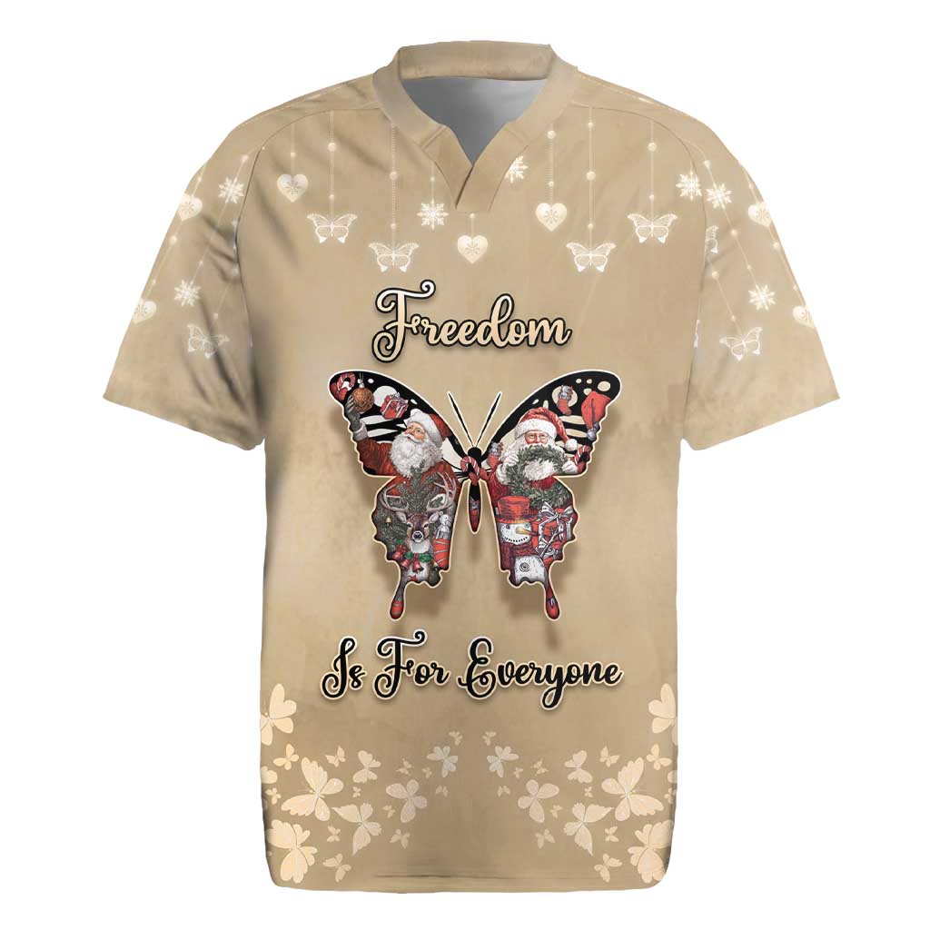 Butterfly Christmas Rugby Jersey Freedom Is For Everyone - Wonder Print Shop