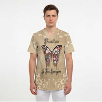 Butterfly Christmas Scrub Top Freedom Is For Everyone - Wonder Print Shop