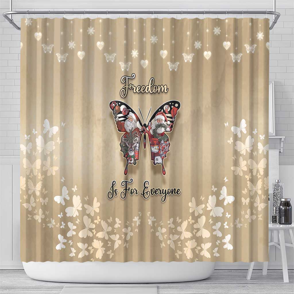 Butterfly Christmas Shower Curtain Freedom Is For Everyone - Wonder Print Shop