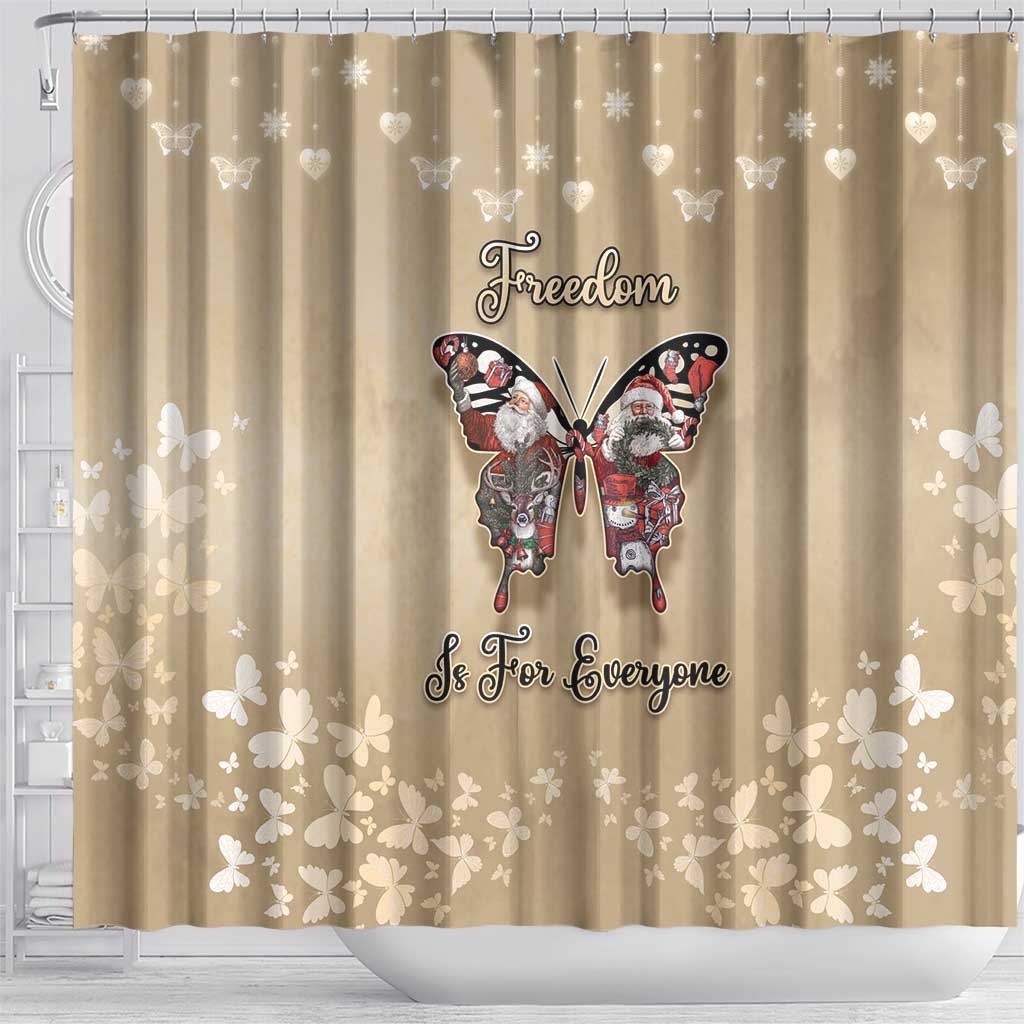 Butterfly Christmas Shower Curtain Freedom Is For Everyone - Wonder Print Shop