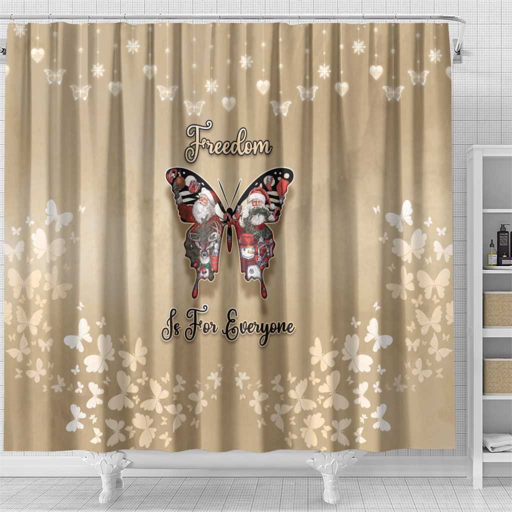 Butterfly Christmas Shower Curtain Freedom Is For Everyone - Wonder Print Shop