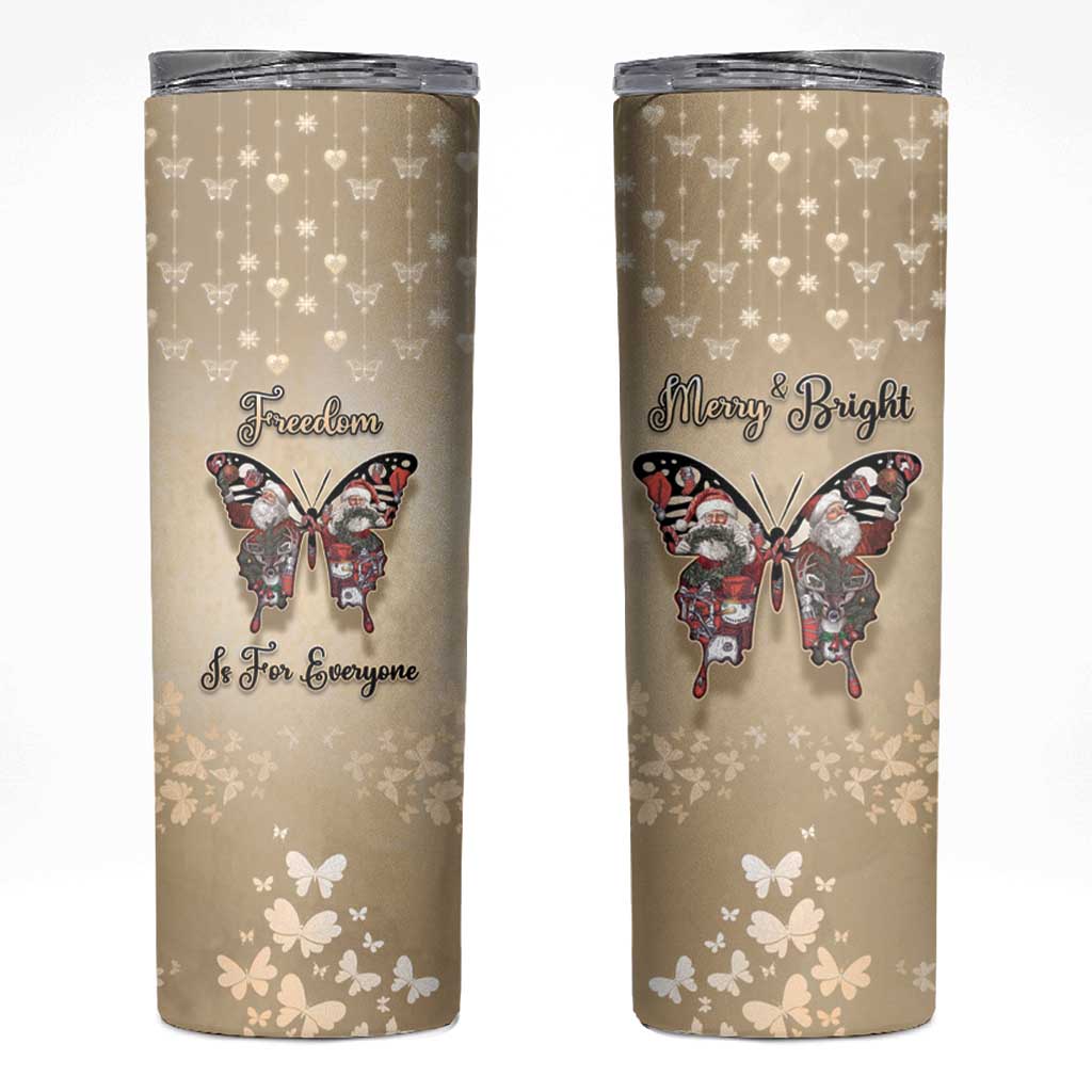 Butterfly Christmas Skinny Tumbler Freedom Is For Everyone - Wonder Print Shop