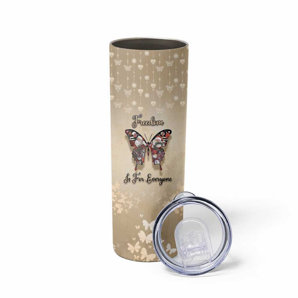 Butterfly Christmas Skinny Tumbler Freedom Is For Everyone - Wonder Print Shop