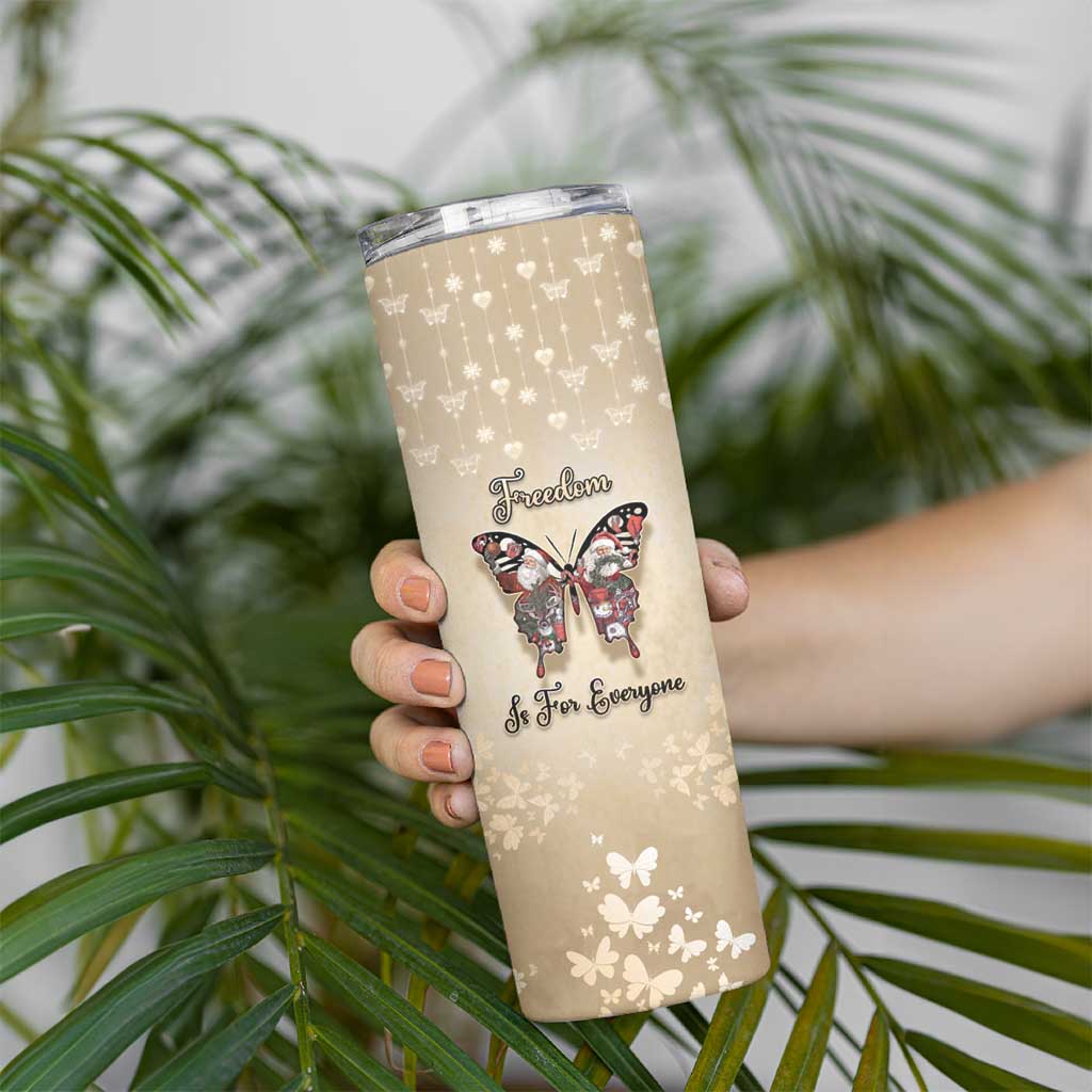 Butterfly Christmas Skinny Tumbler Freedom Is For Everyone - Wonder Print Shop