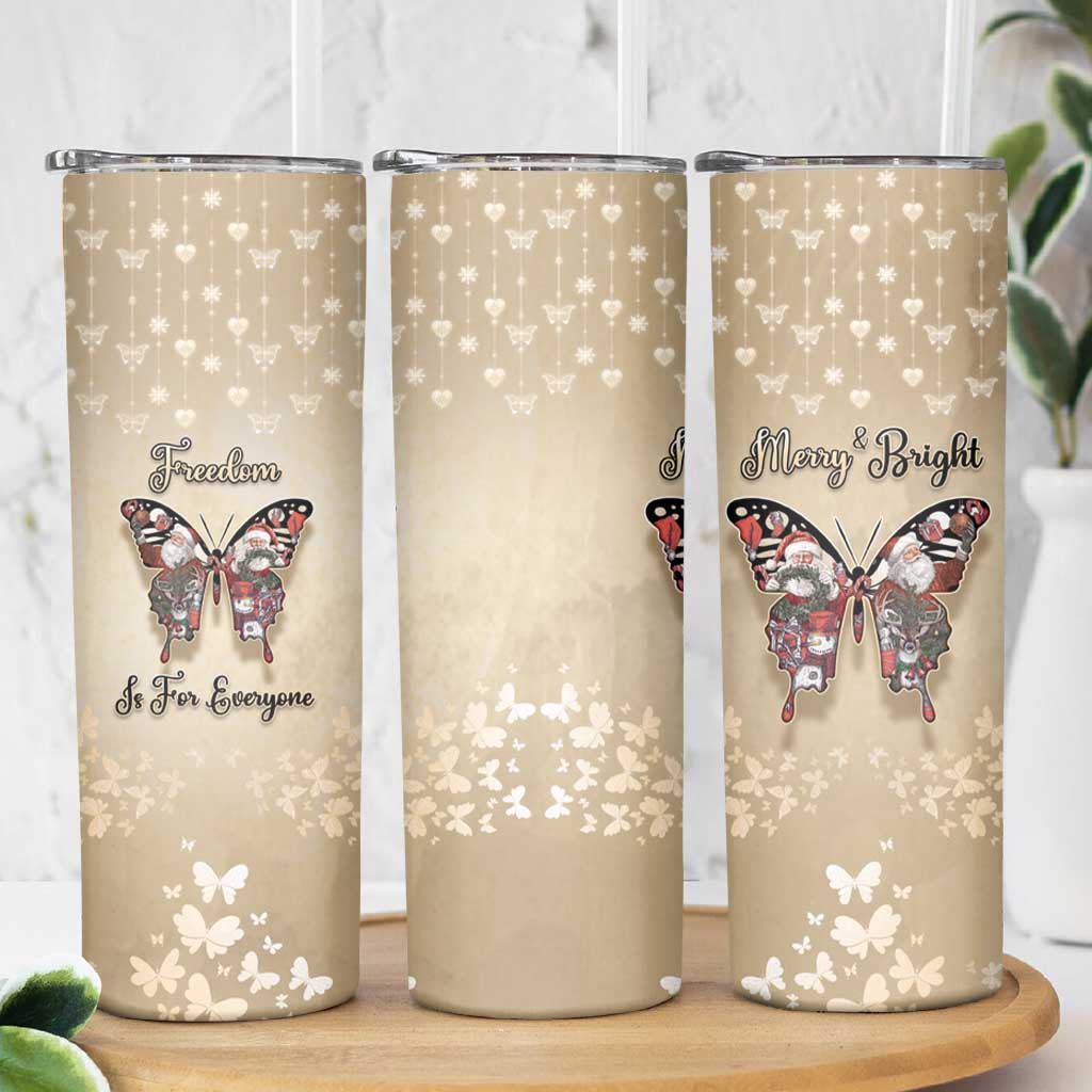 Butterfly Christmas Skinny Tumbler Freedom Is For Everyone - Wonder Print Shop