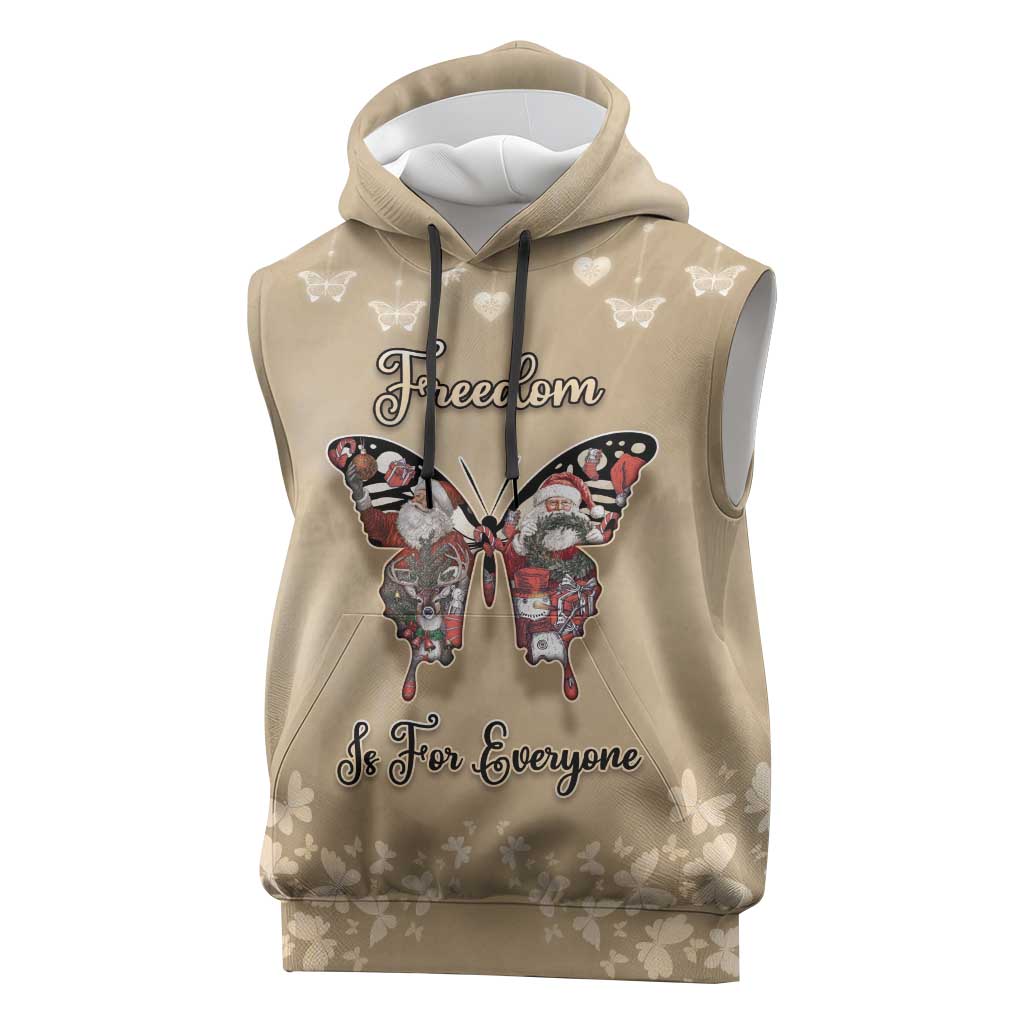 Butterfly Christmas Sleeveless Hoodie Freedom Is For Everyone - Wonder Print Shop