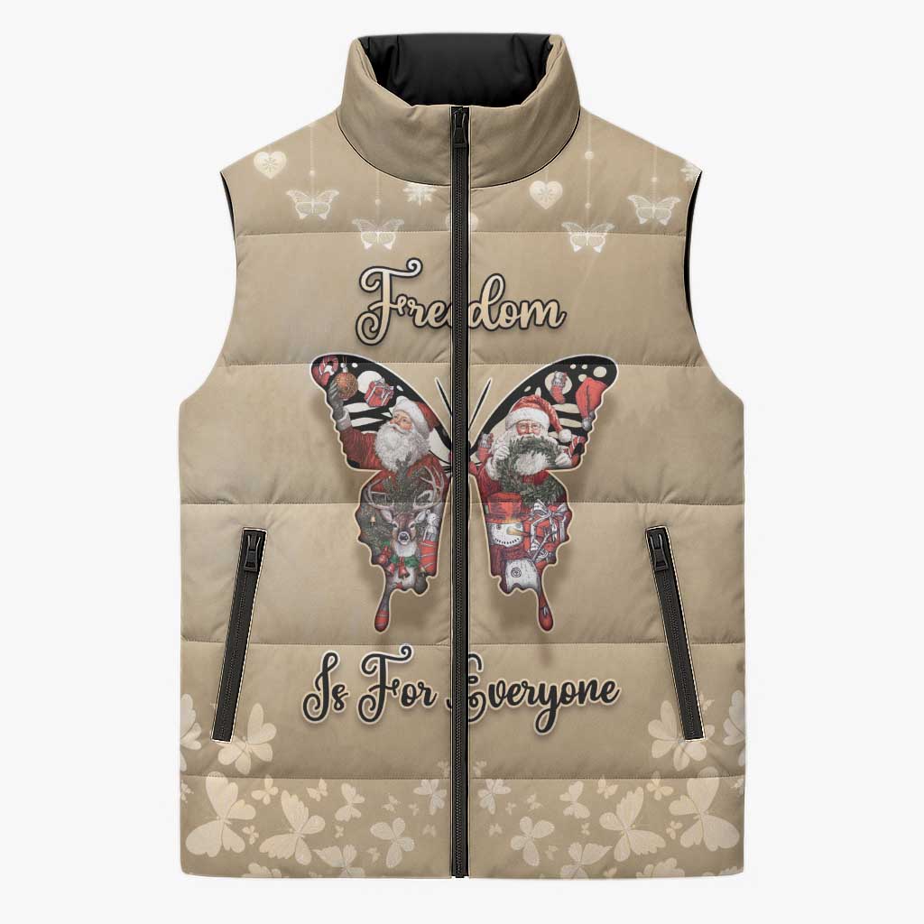 Butterfly Christmas Sleeveless Puffer Jacket Freedom Is For Everyone - Wonder Print Shop