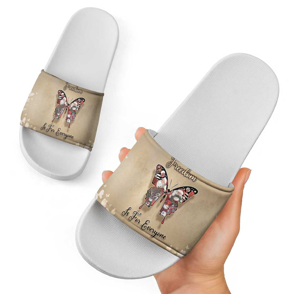 Butterfly Christmas Slide Sandals Freedom Is For Everyone - Wonder Print Shop