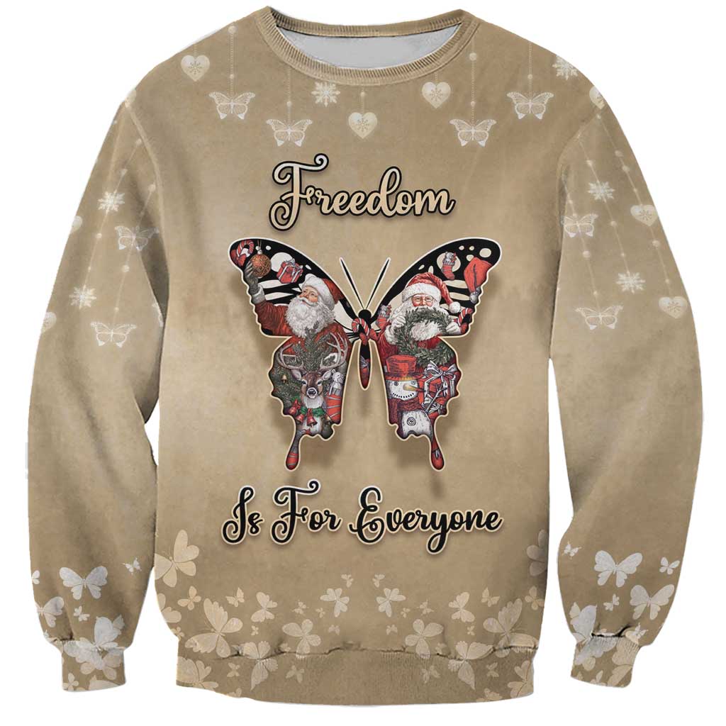 Butterfly Christmas Sweatshirt Freedom Is For Everyone - Wonder Print Shop