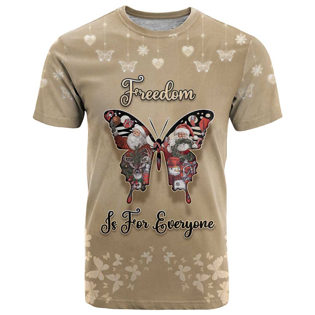 Butterfly Christmas T Shirt Freedom Is For Everyone - Wonder Print Shop