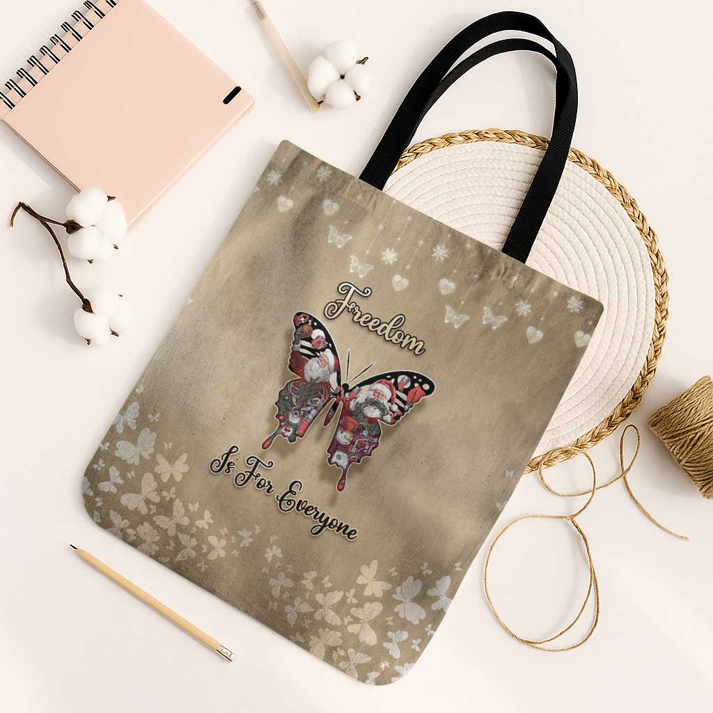 Butterfly Christmas Tote Bag Freedom Is For Everyone - Wonder Print Shop