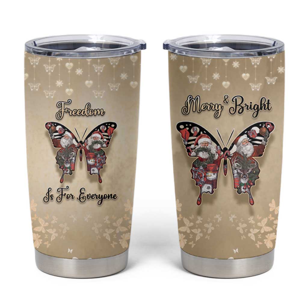Butterfly Christmas Tumbler Cup Freedom Is For Everyone - Wonder Print Shop