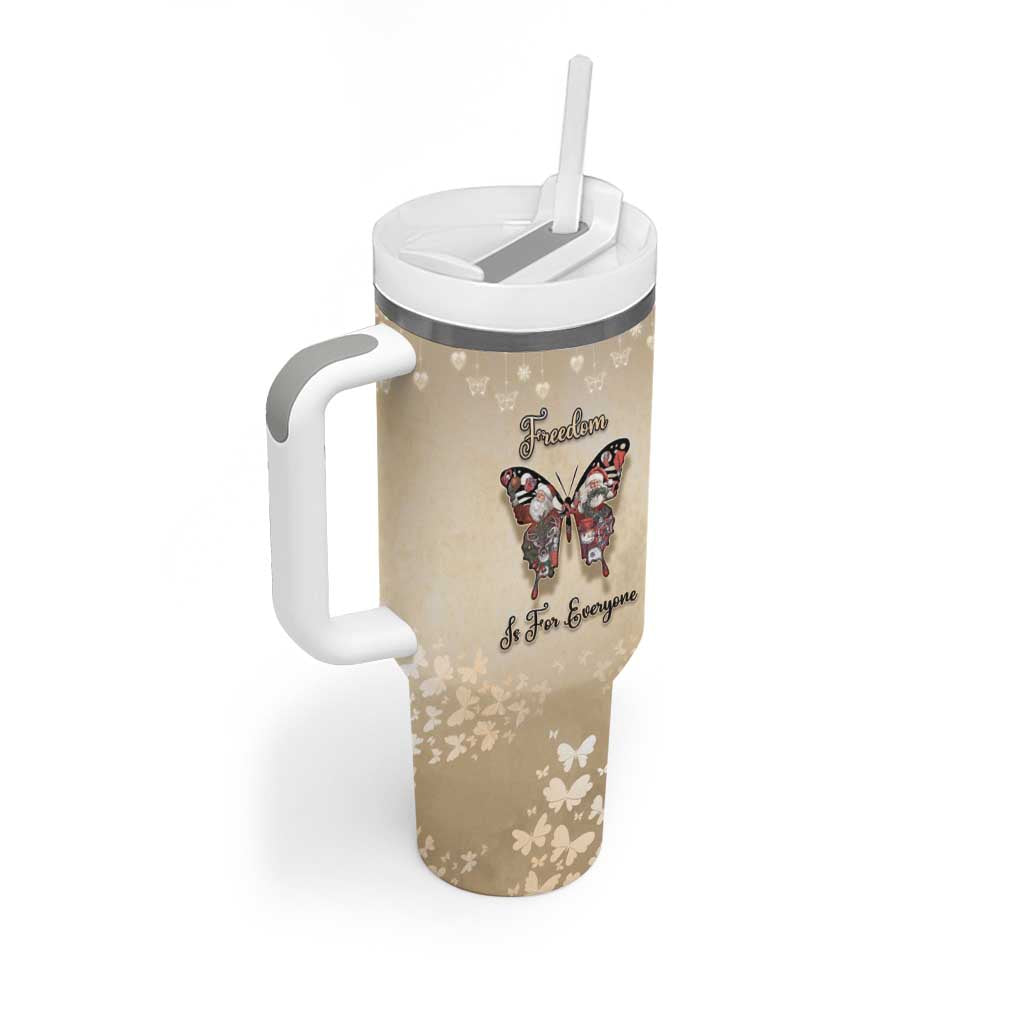 Butterfly Christmas Tumbler With Handle Freedom Is For Everyone - Wonder Print Shop